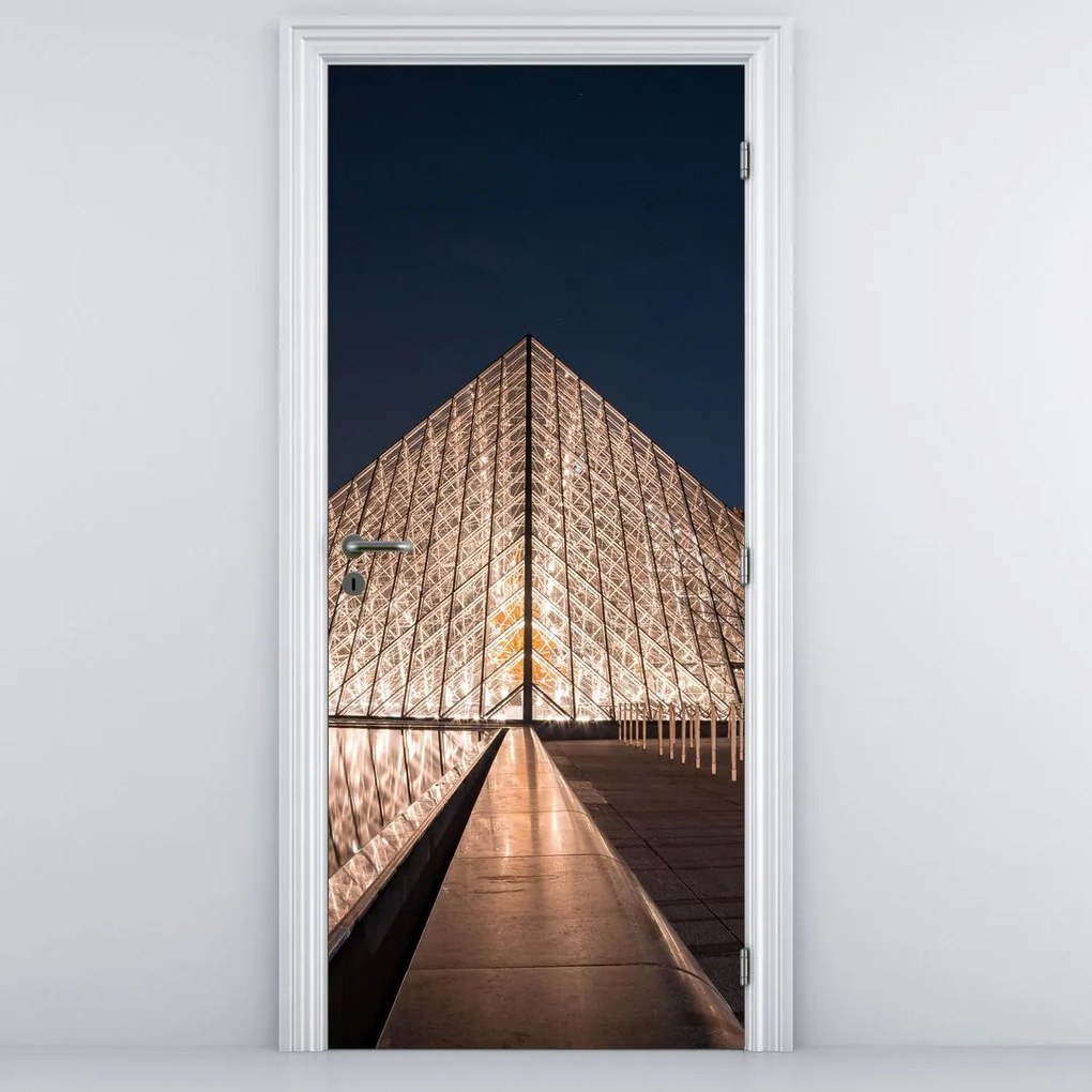 Fototapet pentru ușă - Louvre noaptea (95x205cm)