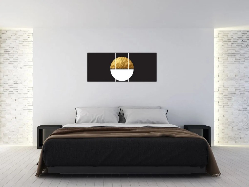 Tablou - Abstracție de aur și negru N⁰1 (120x50 cm)