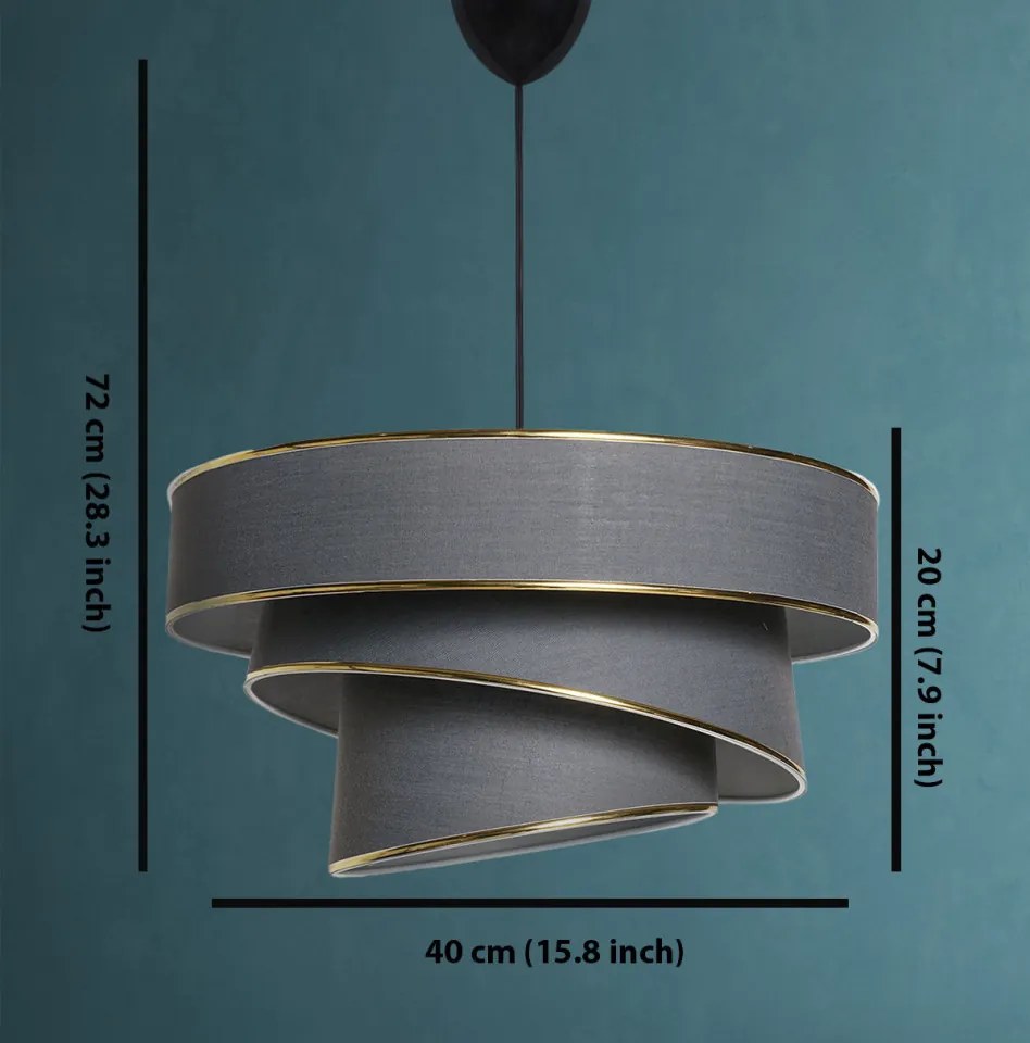 Lustra Couper, Soclu E27, Max 45 - 60W, Culoare Antracit / Auriu