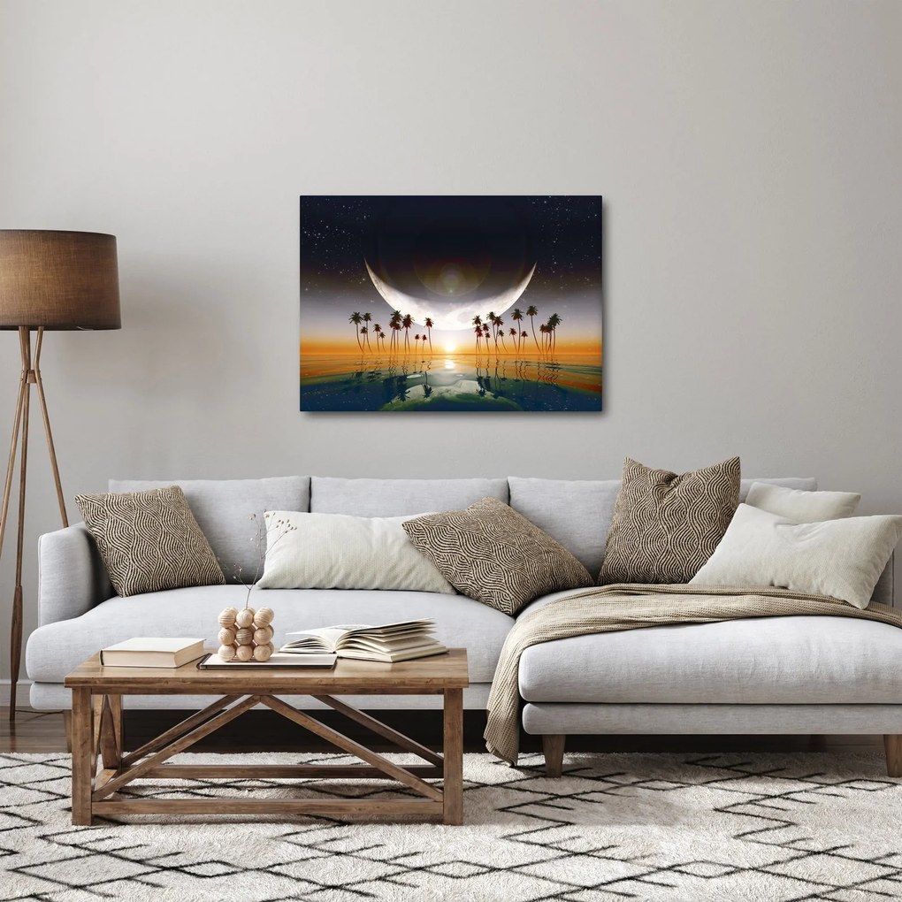 Tablou- Luna deasupra palmierilor (70x50 cm)