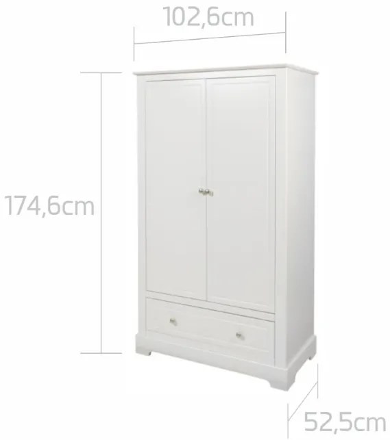 Dulap Marylou alb cu 2 sertare H174,6 cm