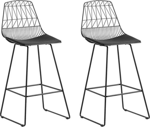 Set de 2 scaune de bar Preston, negre, 49 x 54 x 113 cm