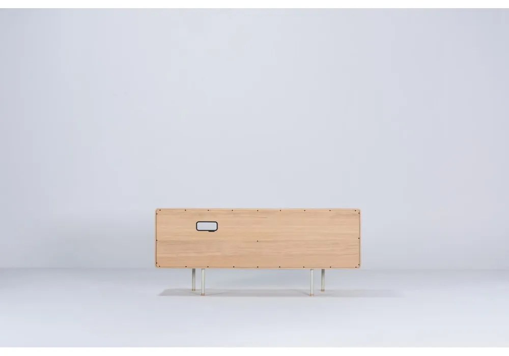 Comodă TV albă/în culoare naturală din lemn de stejar 150x64 cm Fina – Gazzda