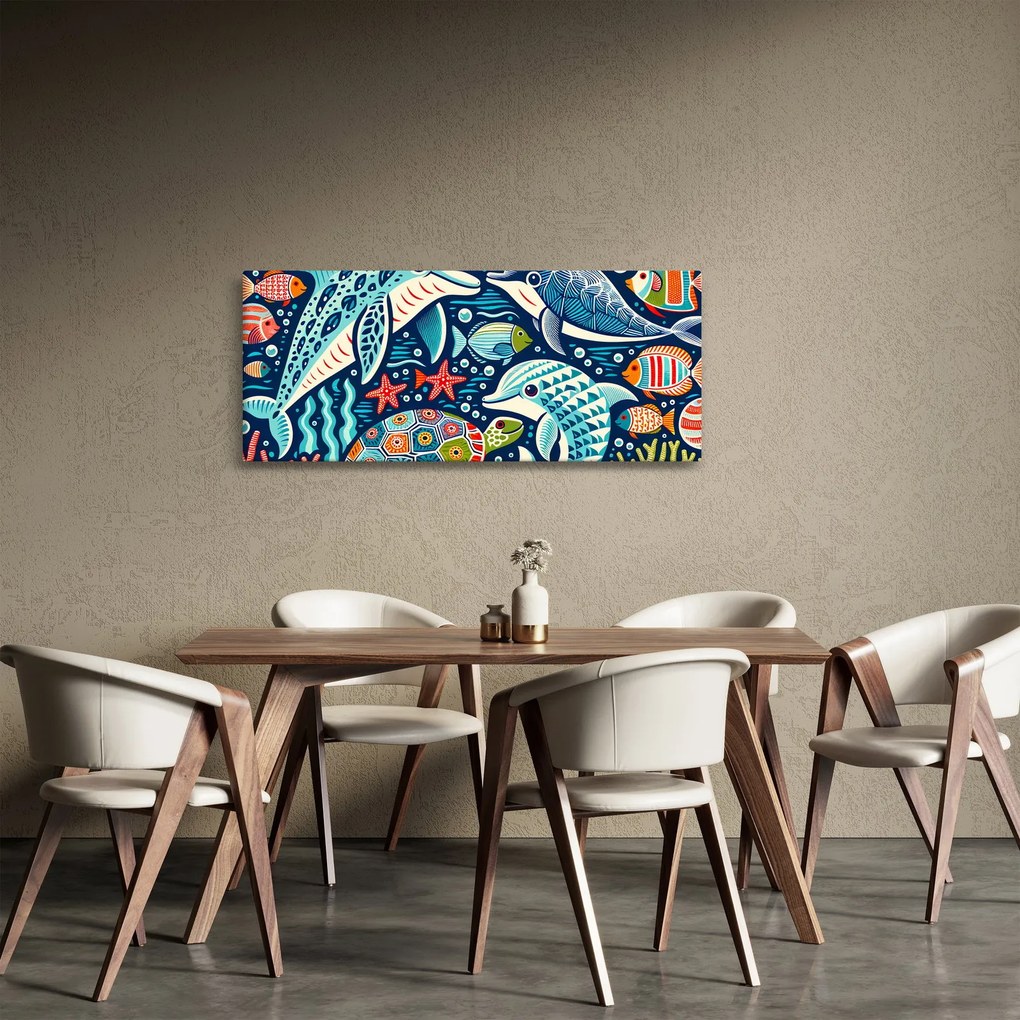 Tablou – Animale acvatice desenate (120x50 cm)