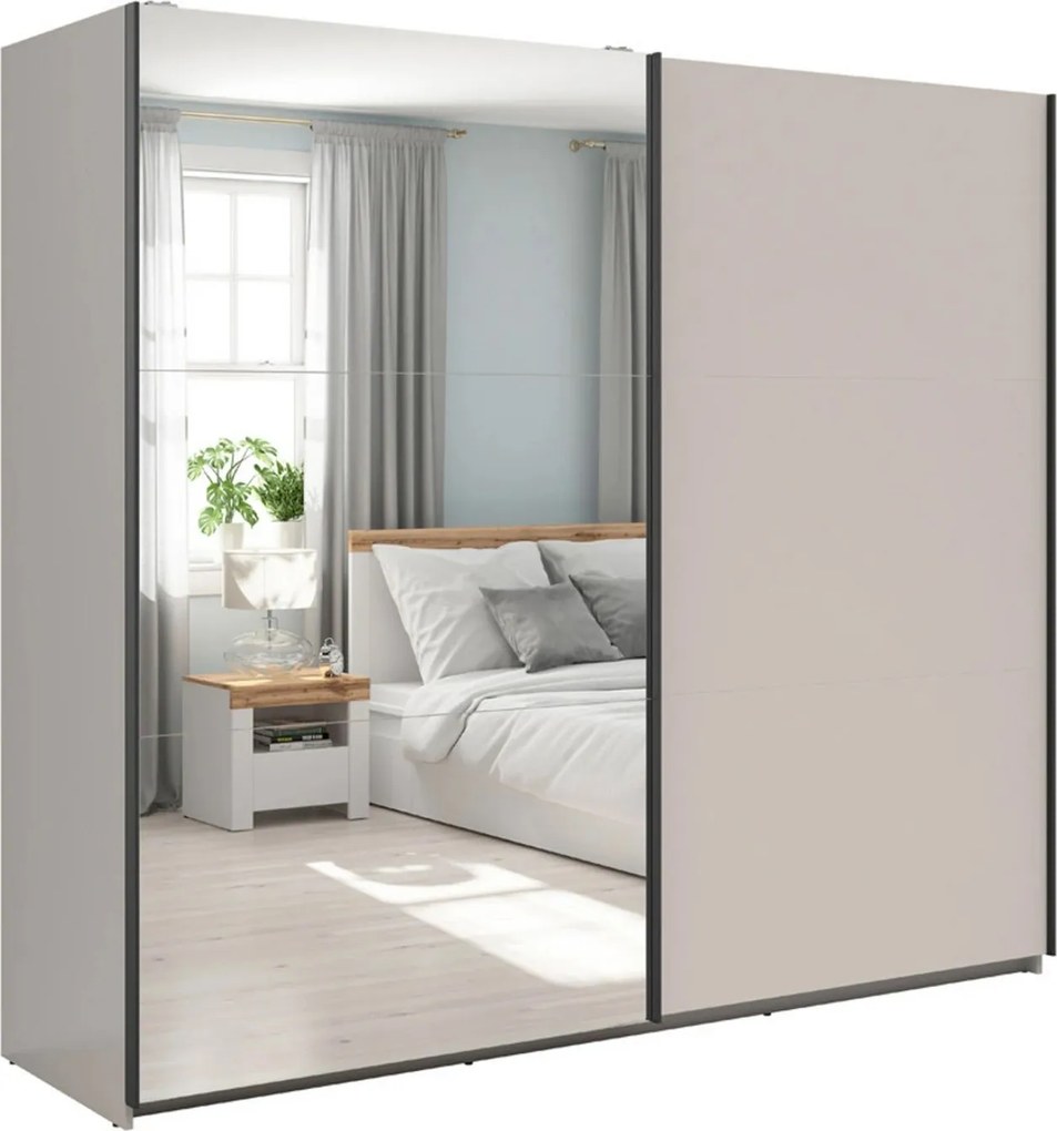 Dressing TETRIX, casmir, PAL, cu 2 usi si oglinda, 220x60x196 cm