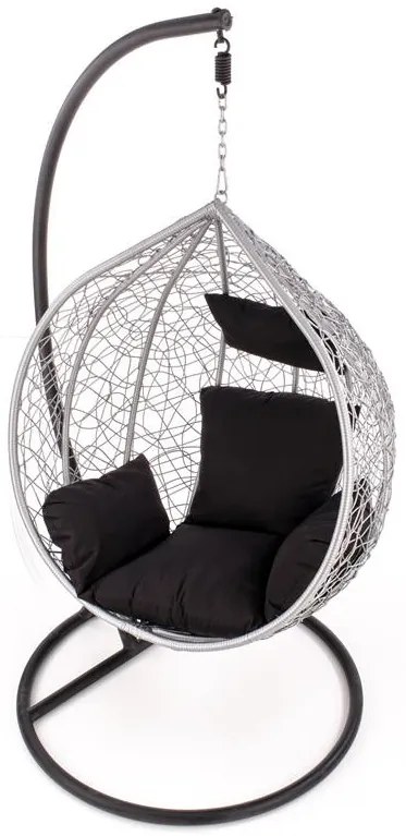 Fotoliu suspendat Eggy ratan gri/negru - H195 cm