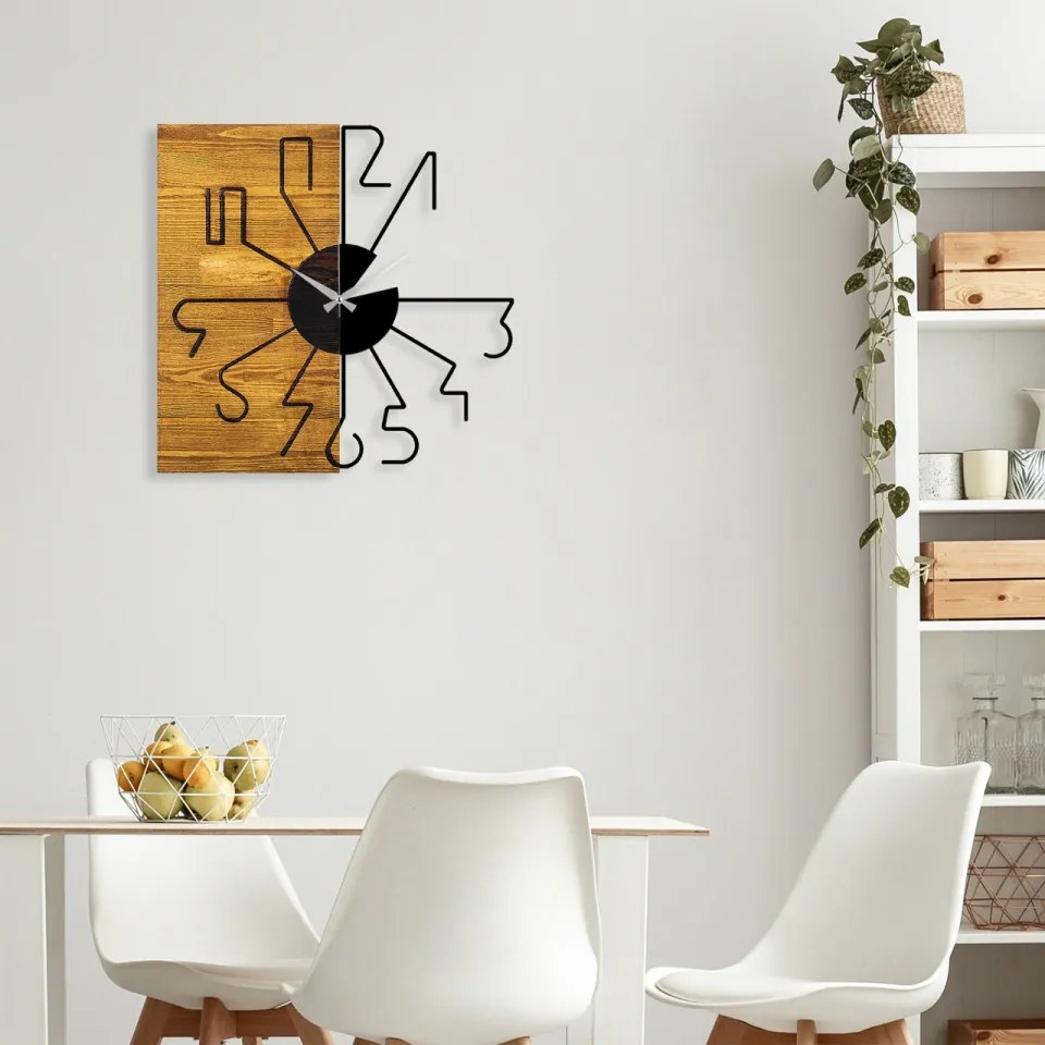 Ceas Decorativ de Perete Wooden Clock 29, Lemn / Metal