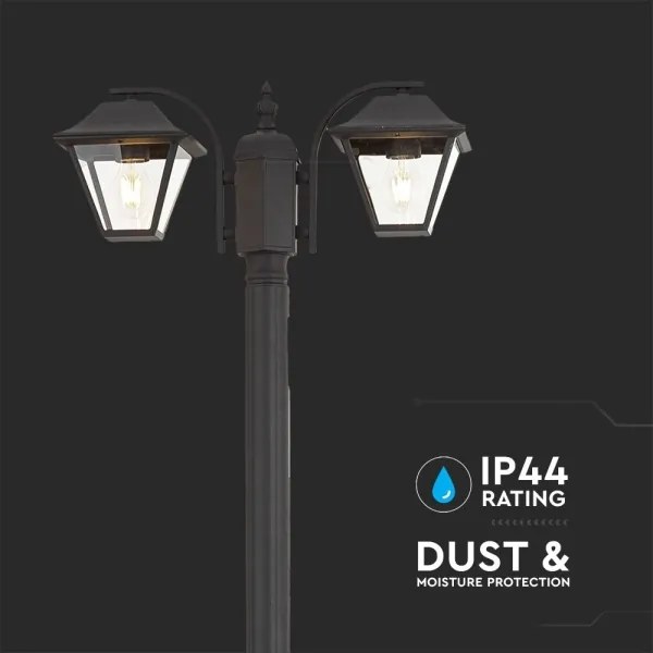 Lampă de exterior 2xE27/60W/230V IP44 232 cm neagră