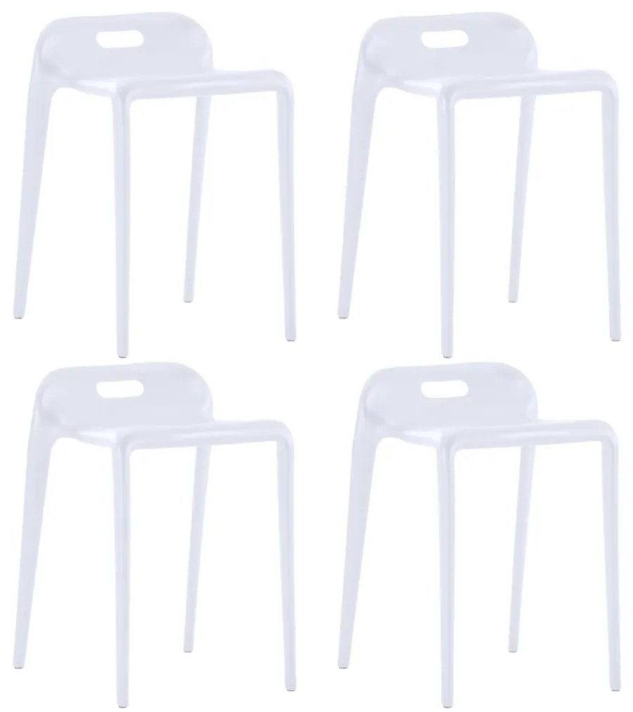 247282 vidaXL Scaune stivuibile, 4 buc., alb, plastic