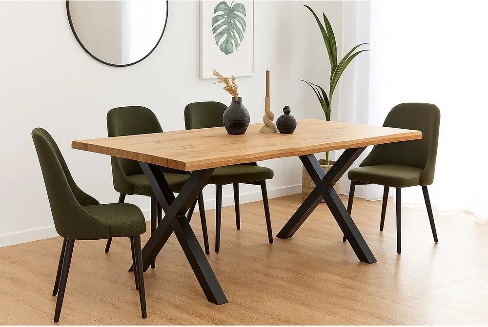 Masă de dining cu aspect de lemn de stejar 90x160 cm Kora – Bonami Essentials