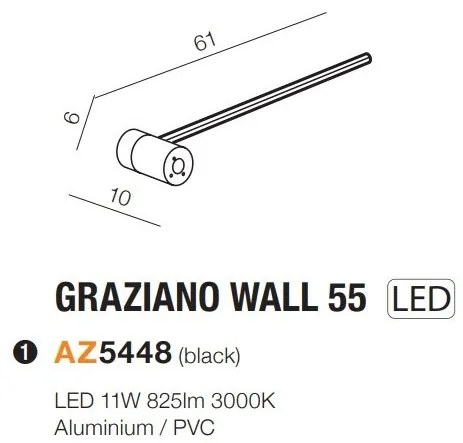 Aplica de perete LED design liniar GRAZIANO WALL 55 BK