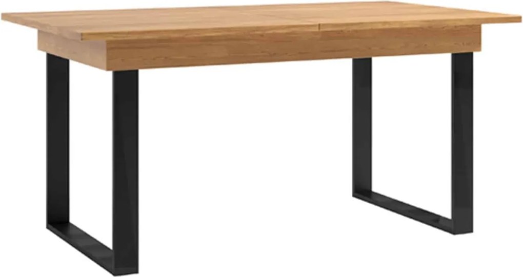 Masă lemn masiv natur Dining Santiago I Extensibilă -Negru 160/, 200 × 90 × 77 cm