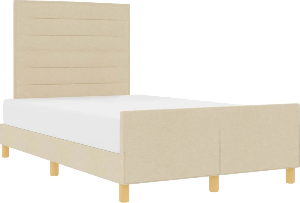 vidaXL Cadru de pat cu headboard Crem 120 x 190 cm țesătură