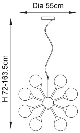 Endon 76499 - Lustru suspendat pe cablu OSCAR 28xG9/18W/230V, auriu