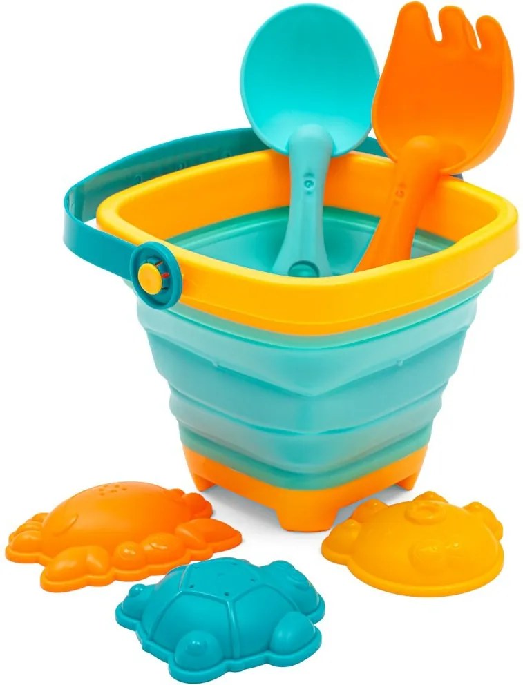 Baby Mix Găleată pliabilă cu jucării pentru nisip și apă, 5 buc.