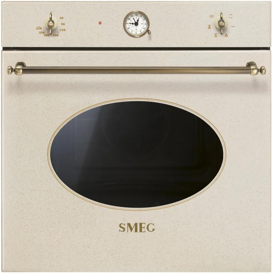 Cuptor incorporabil electric Smeg Colonial SF800AVO, avena cu estetica alama, 60 cm, retro