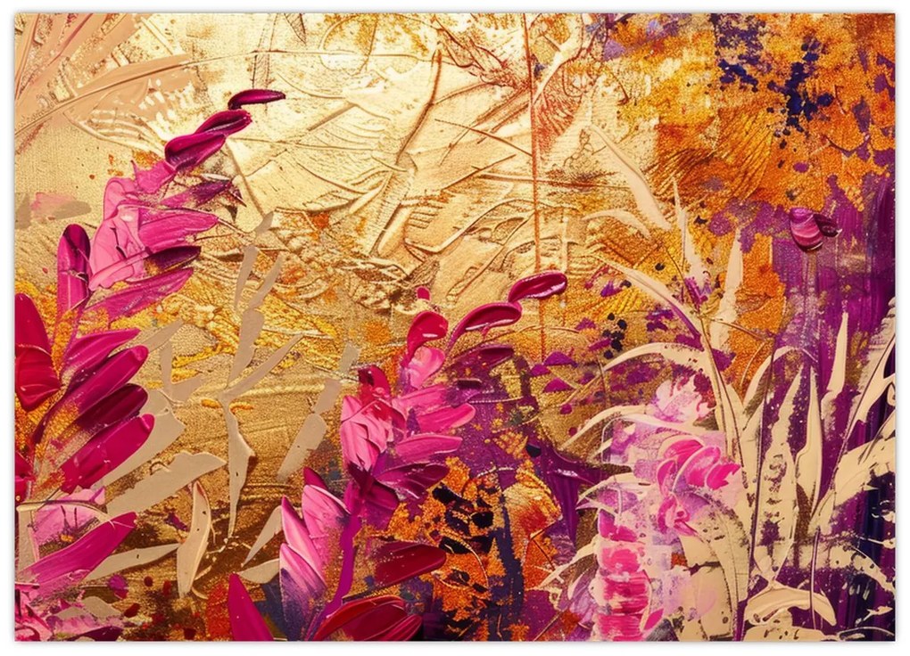 Tablou pe sticlă - Pictură abstractă de flori II. (70x50 cm)
