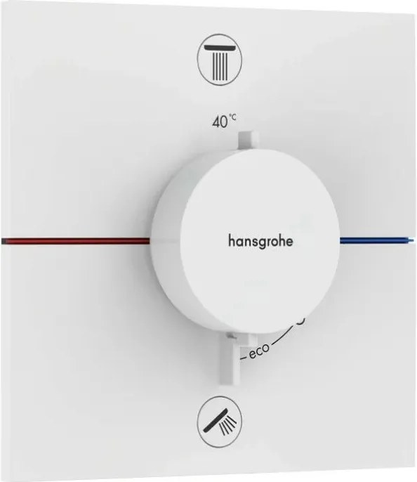Baterie dus termostatata incastrata alb mat Hansgrohe ShowerSelect Comfort E 2 functii EN1717