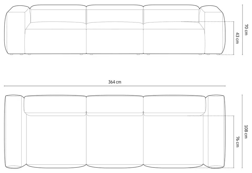 Canapea cărămizie 364 cm Bergamo – Cosmopolitan Design