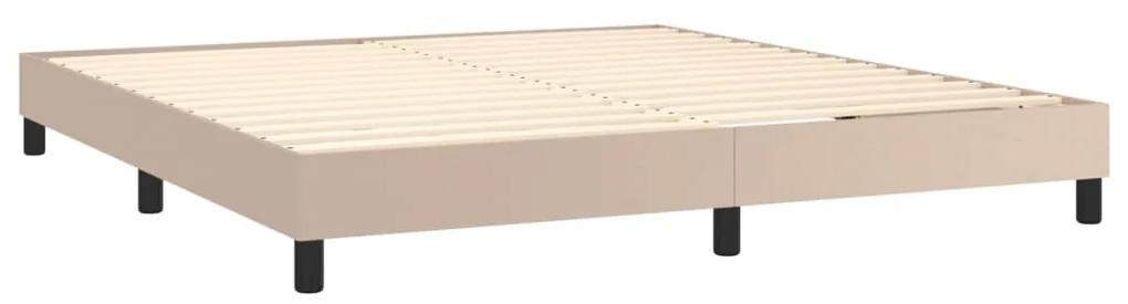Pat box spring cu saltea, cappuccino, 180x200cm piele ecologica Cappuccino, 180 x 200 cm, Design simplu