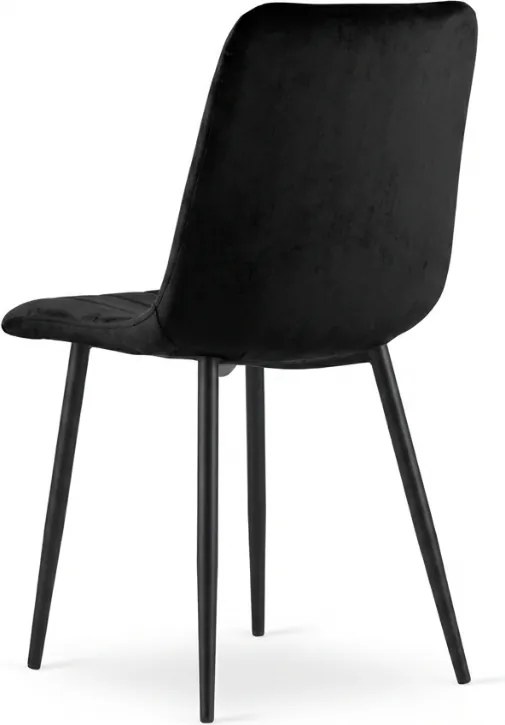 Scaun din catifea neagra LAVA ONYX cu picioare negre