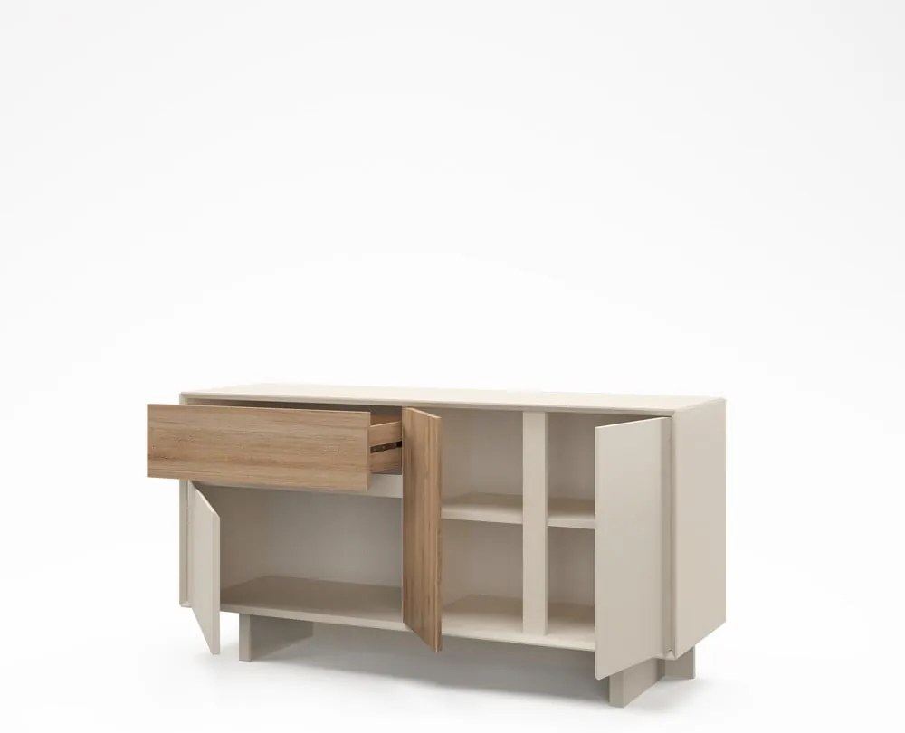Comodă bej/în culoare naturală cu aspect de lemn de stejar 146x76x45 cm Carpi – Marckeric