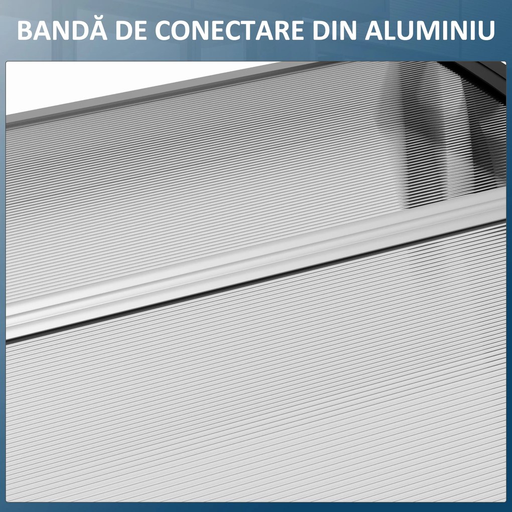 Outsunny Copertina pentru exterior, curbata cu suruburi si buloane incluse, copertina din policarbonat, PP si aluminiu, 295x90x23.5cm