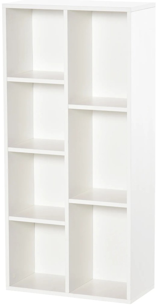 HOMCOM Bibliotecă din Lem Stil Vintage Cubica cu 7 Suporturi Diferite din MDF pentru Casă și Birou, 50x24x106 cm, Alb | Aosom Romania