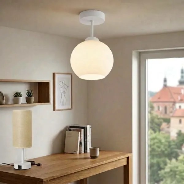 BRILAGI - LED lustru aplicat RETRO GLASS 1xE27/60W/230V Ø 15 cm alb