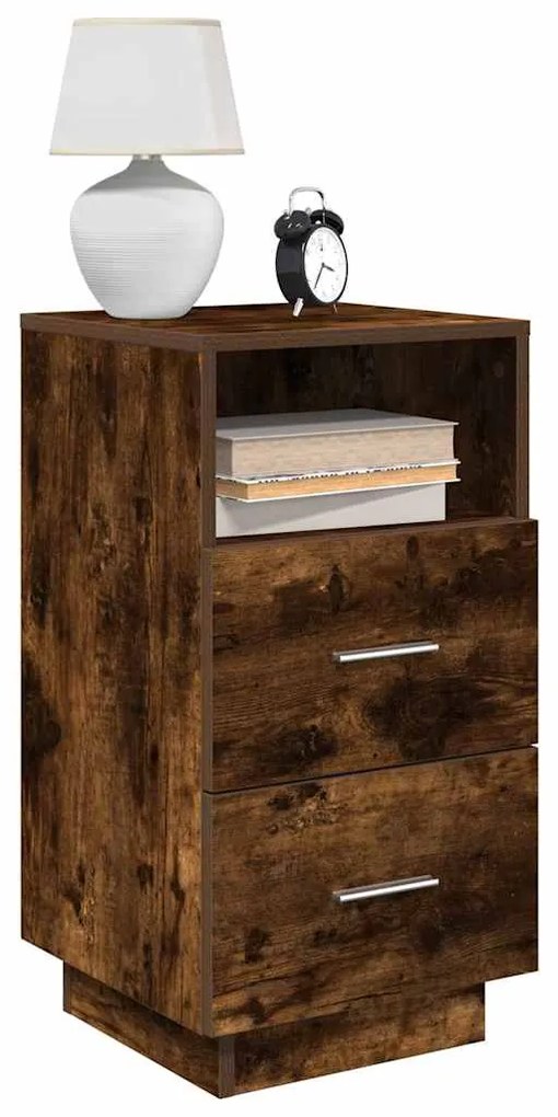 vidaXL Noptiera cu 2 sertare stejar afumat 36x36x68 cm