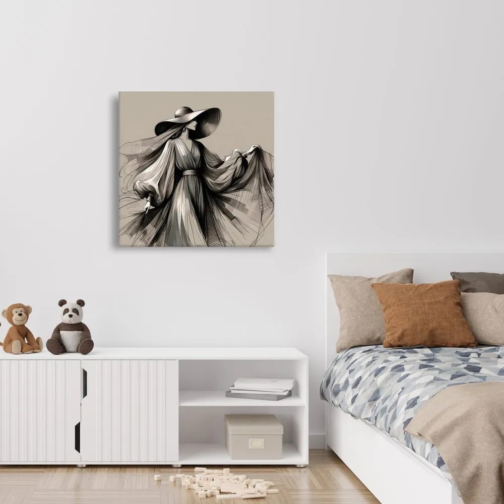Tablou femeie în rochie vaporoasă