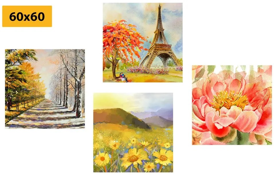 Set tablouri pictură în ulei în design romantic