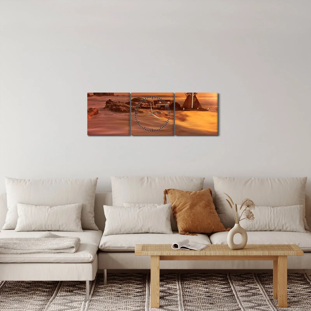 Tablou - Apus de soare (cu ceas) (90x30 cm)