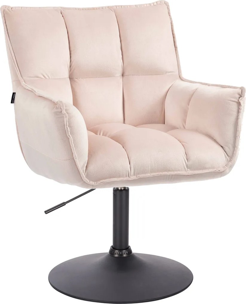 HR560N Scaun Catifea Roz Pudra cu Bază Neagră