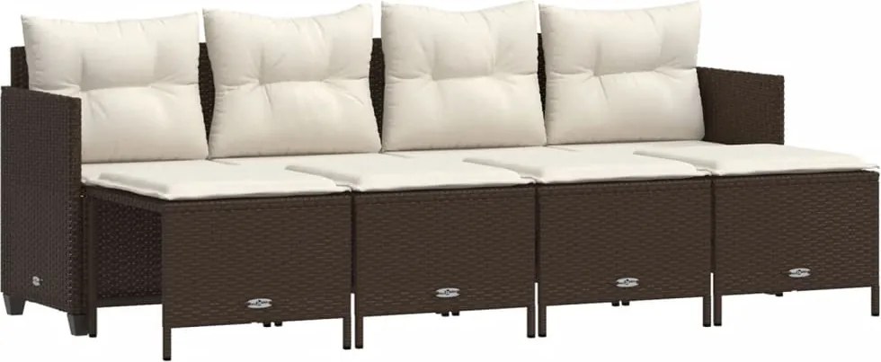 vidaXL Set canapele de grădină cu perne, 5 piese, maro, poliratan