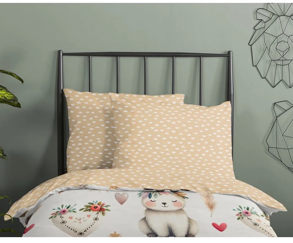 Lenjerie de pat pentru copii bej din bumbac pentru pătuț 100x135 cm Luz – Good Morning