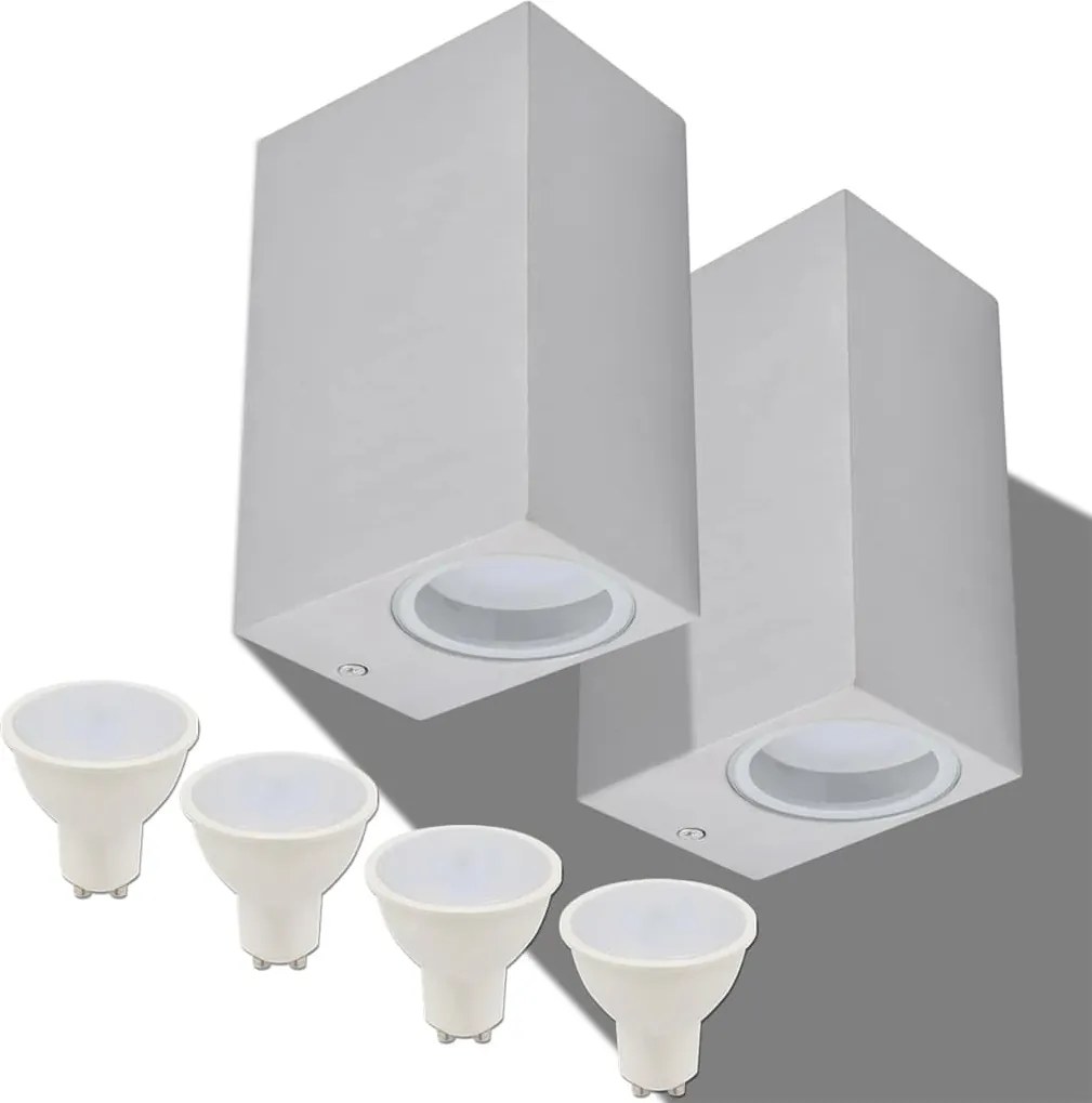 vidaXL Corp iluminat LED perete exterior 2 buc, pătrat, sus/jos