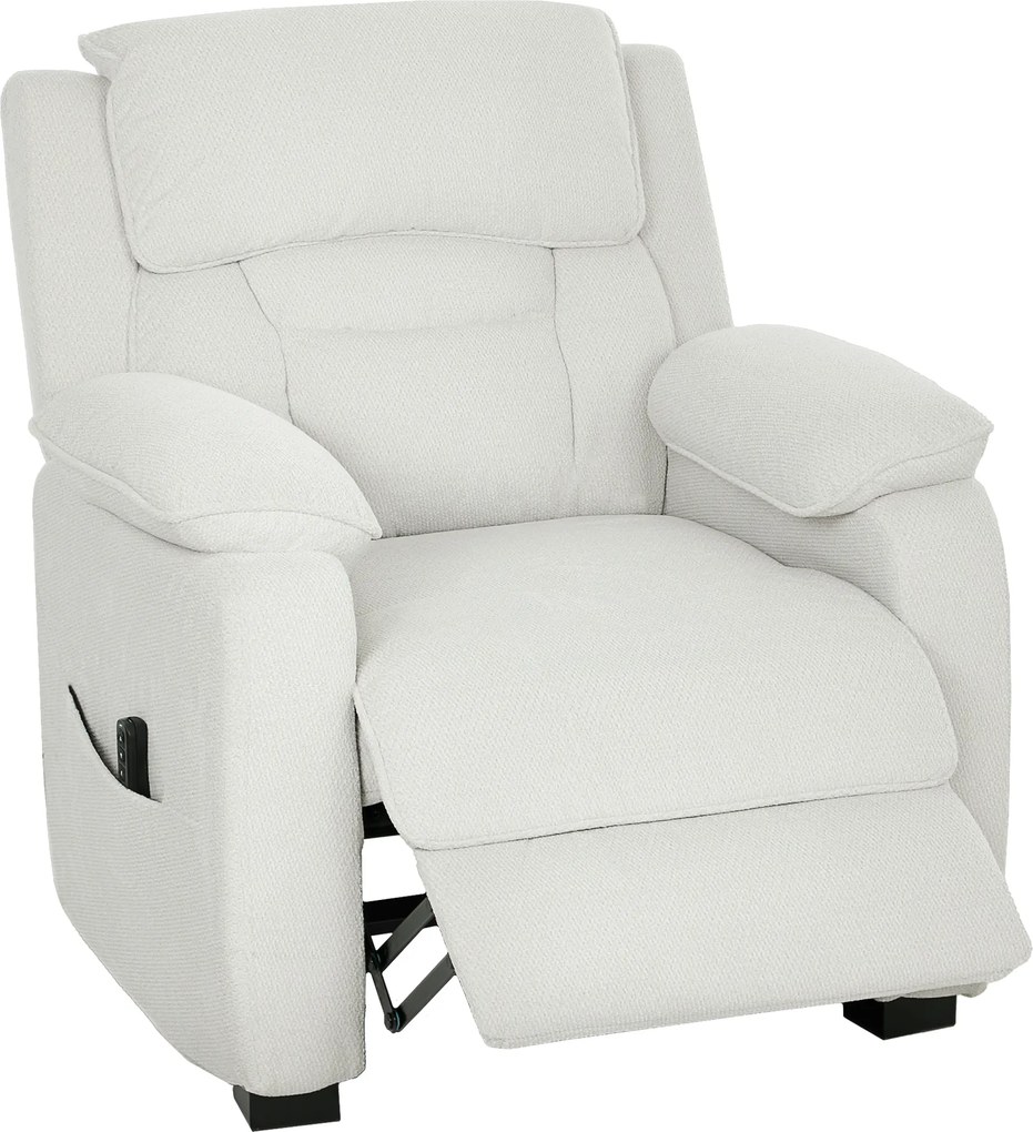 HOMCOM Fotoliu relax electric fotoliu recliner port USB suport picioare buzunare laterale telecomandă 86x90x103cm crem | Aosom Romania