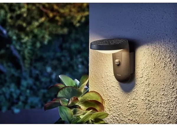Philips TYLA LED 9W 230V 2700K IP44 Aplicație de perete cu senzor, exterior