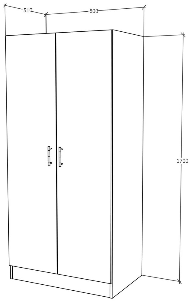 Dulap Remi, 2 Usi, cu polite, Alb, 80 x 51 x 170 cm