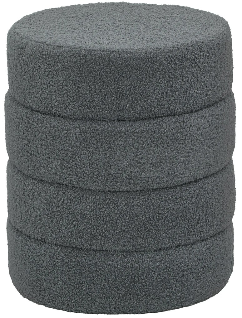 HOMCOM Taburet, rotund, cu blană de ursuleț, până la 120 kg, Ø40x45H cm, Gri închis | Aosom Romania