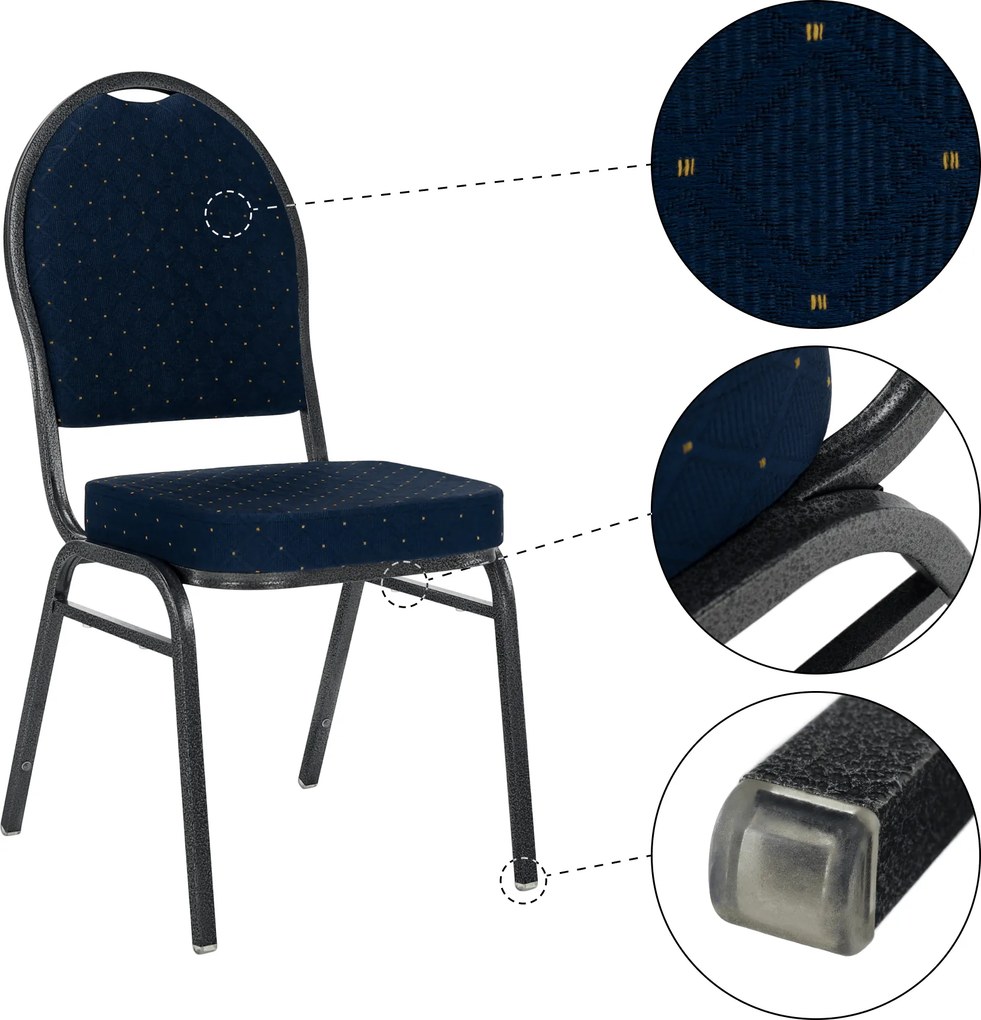 Scaun, stivuibil, material albastru / cadru gri, JEFF 3 NEW