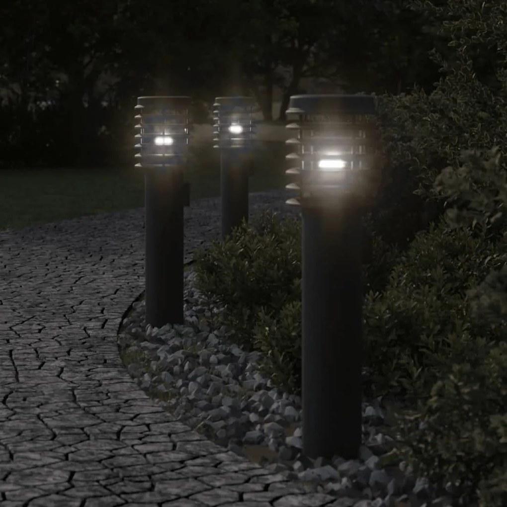 vidaXL Lampă exterioară de podea cu priză, negru, 60 cm, oțel inox