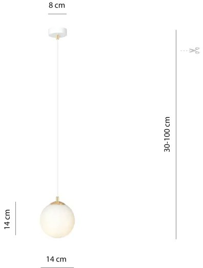 Lustră pe cablu ROYAL 1xE14/10W/230V d. 14 cm alb