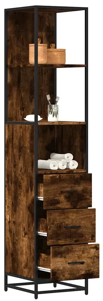 vidaXL Dulap de baie, stejar afumat, 35x37,5x166 cm, lemn prelucrat