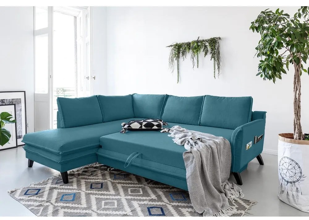 Colțar extensibil cu șezlong pe partea stângă Miuform Charming Charlie L, turcoaz