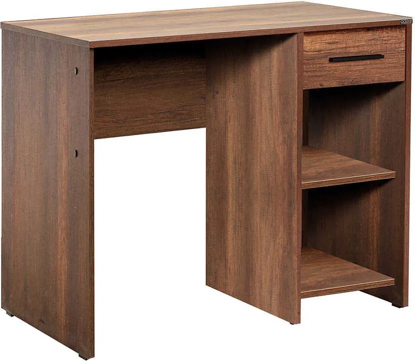 Birou Modern Adore Concept cu Sertar și 2 Rafturi, Alb - Maro - Stejar - Antracit, 90x52x75 cm