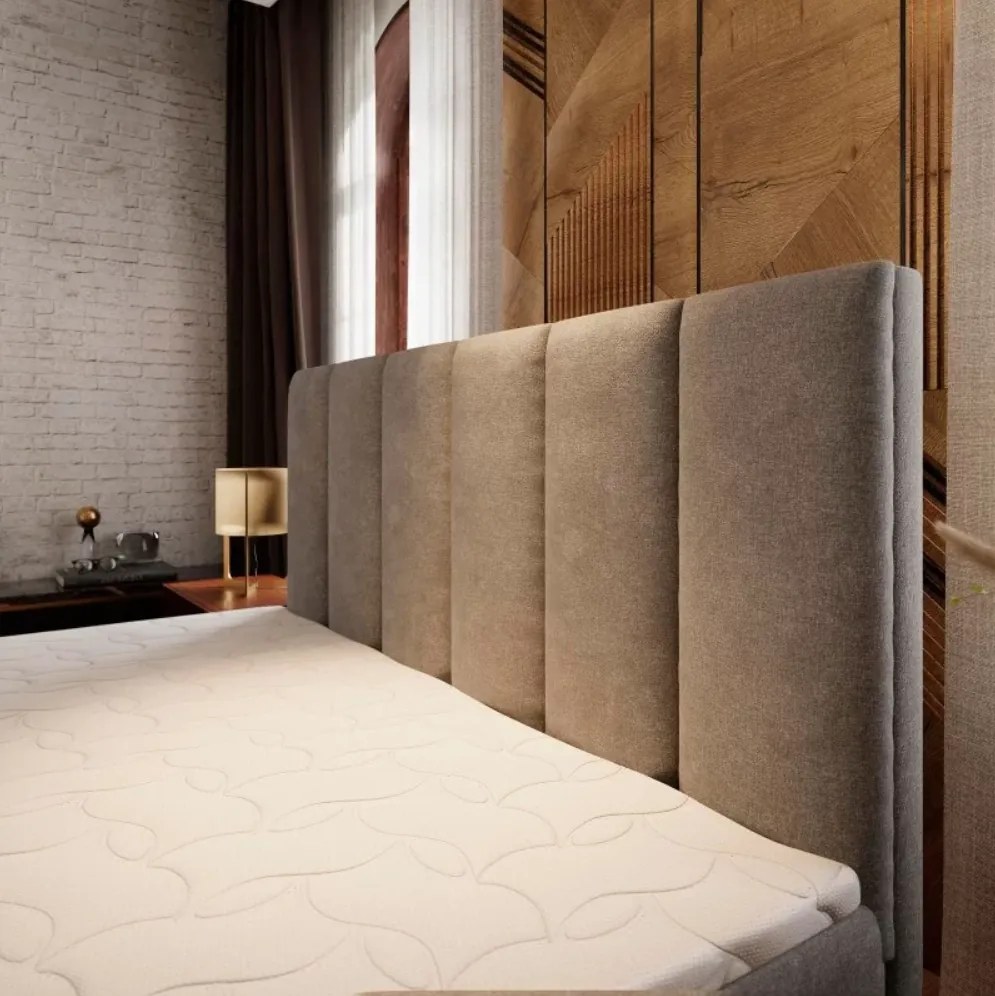 Pat boxspring tapițat MERALIS 140x200 cm bej Saltele: Saltea cu arcuri Bonell