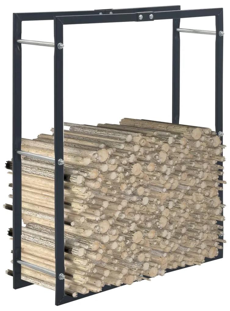 vidaXL Rastel pentru lemne de foc, negru, 80x25x100 cm, oțel