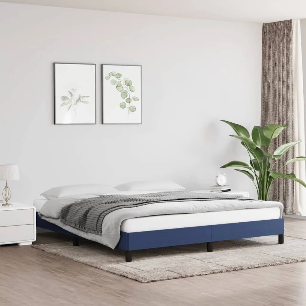 346742 vidaXL Cadru de pat, albastru, 180 x 200 cm, material textil
